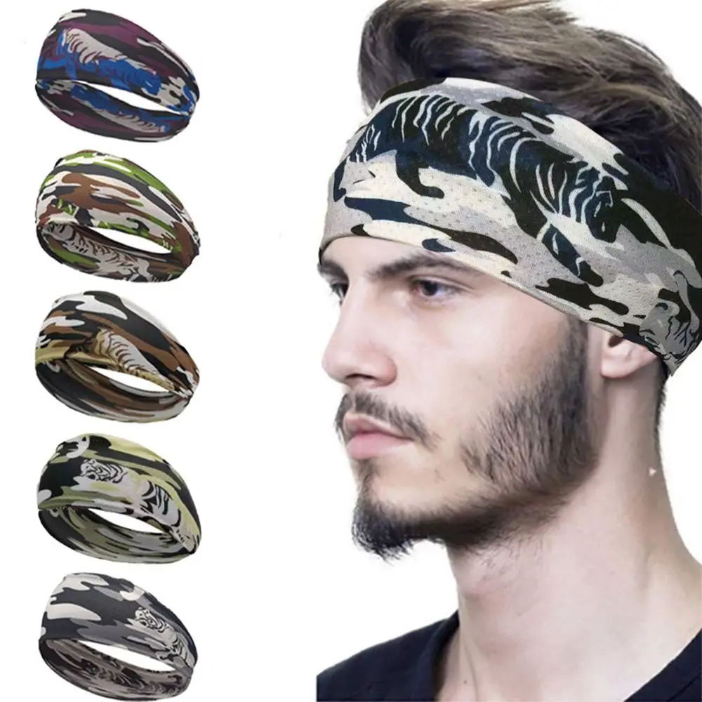 

For Men Camouflage Wide Side Bandaba Turban Ice Silk Headband Korean Style Headband Hair Accessories Sports Hairband