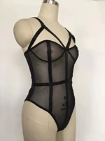 sexy lace mesh jumpsuit suspenders plastic body suit strap bodysuit women garter temptation streetwear