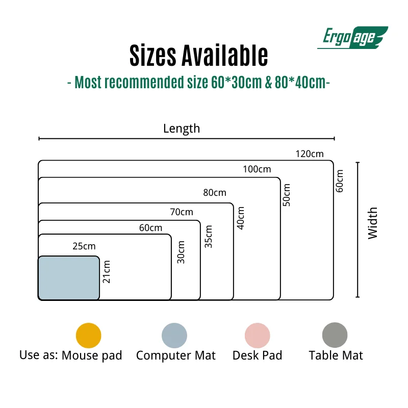 ERGOAGE MOUSE PAD DESK MAT WRITING FOR OFFICE LEATHER TABET CARPET LARGE PROTECTOR GAMING GAMER ON - Коврик для мыши ERGOAGE с подставкой для письма из кожи для офиса, большой защитный ковер для игроков.