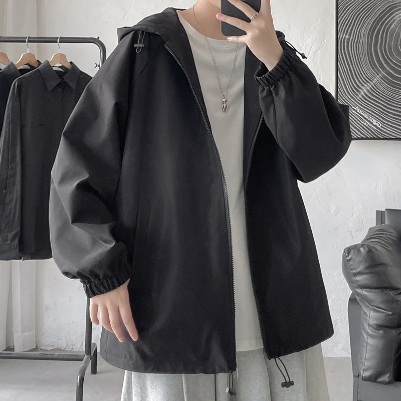 

Privathinker 2023 Spring Autumn Hoodied Men’s Jackets Oversized Casual Man Windbreajer Coats Solid Color Zipper Outwear Clothing