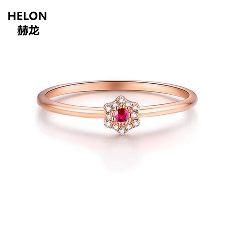 

Natural Ruby Solid 14k Rose Gold Natural Diamonds Engagement Ring for Women Wedding Anniversary Party Fine Jewelry Stars Unqiue