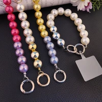 mobile phone lanyard hand beaded round bead pendant hand held chain universal phone case with patch anti lost sling lanyard keys