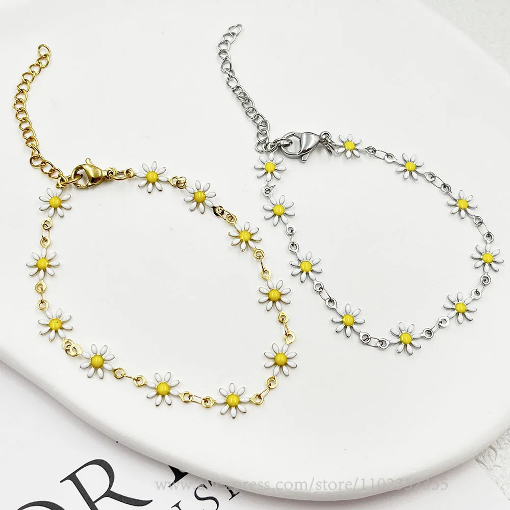 Модное ожерелье из нержавеющей стали с маргариткой 18K 2 шт./упаковка