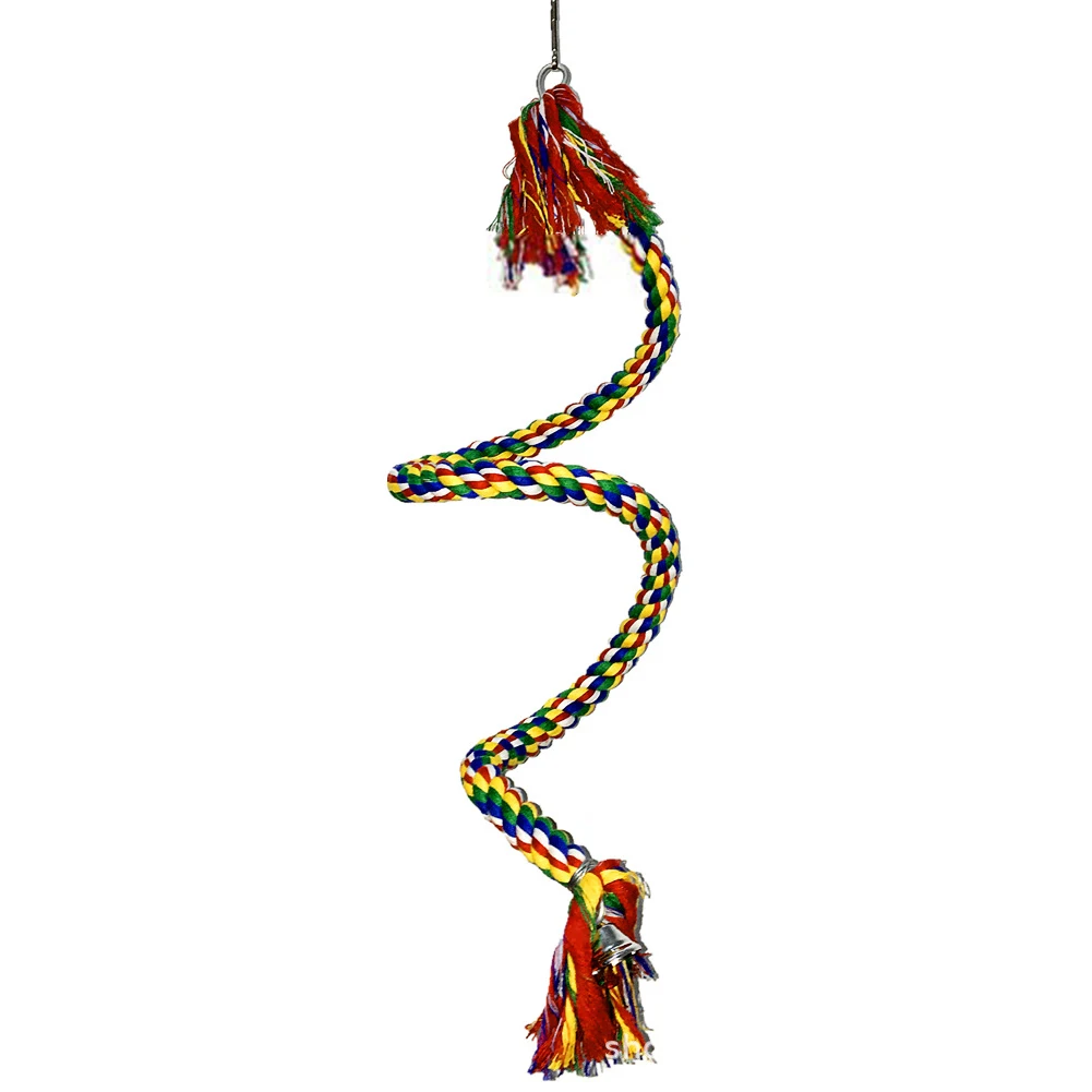 

Parrot Perch Bright For Cage Durable Hanging Cotton Rope Standing Toys Spiral Design Bird Swing Exercise Pet Accessories