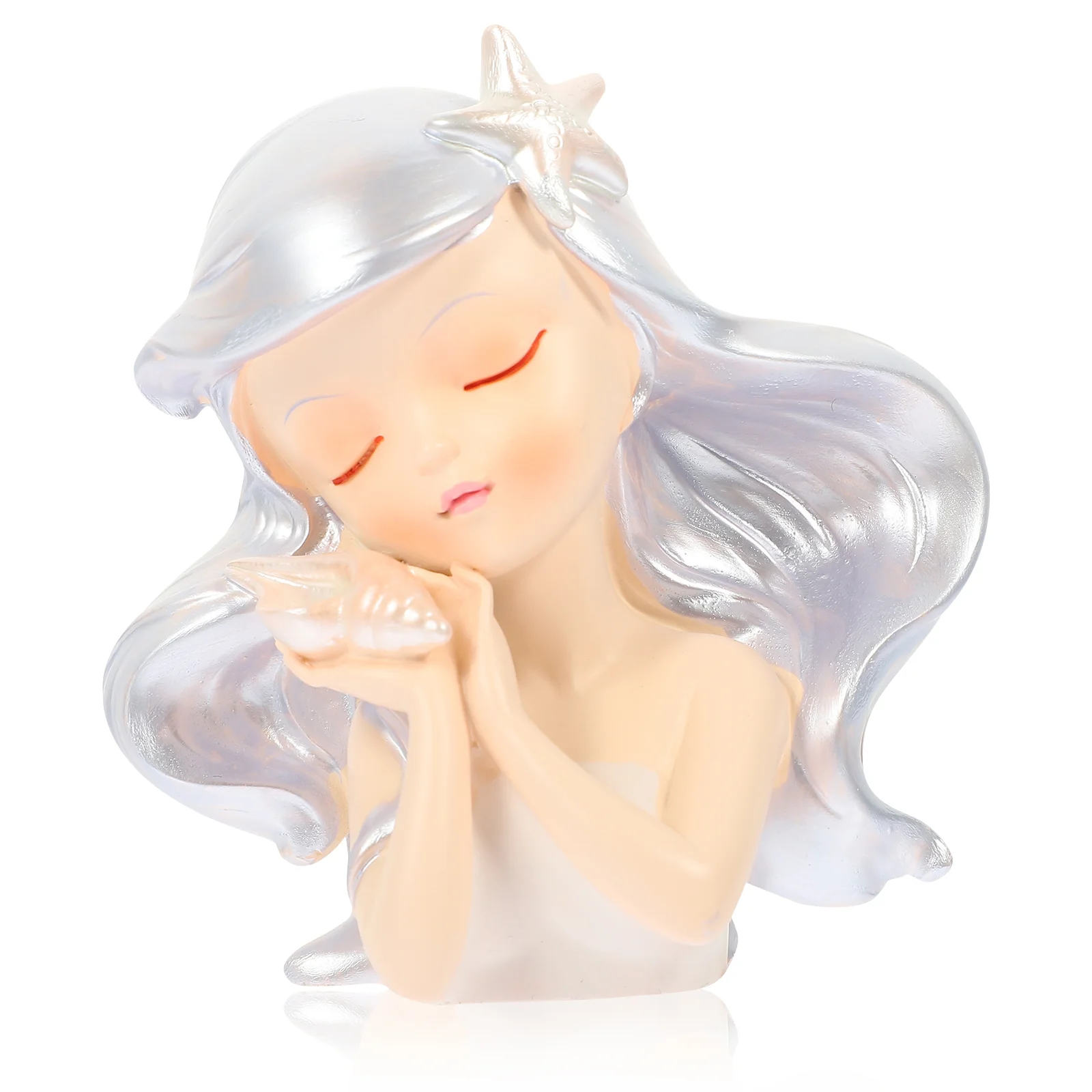 

Girl Ocean Sculpture Statue Decor Decoration Mermaid Decorations Sea Model Figurines Resin Desktop Coastal Birthday Cake