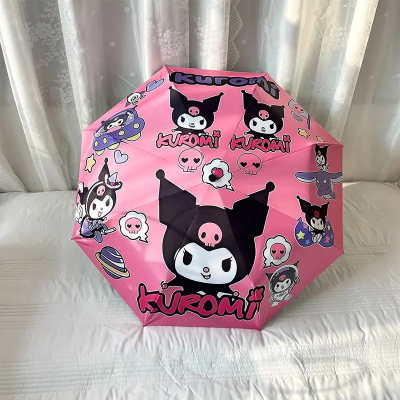 Милый мультяшный Зонт Sanrio Kuromi автоматический зонтик от солнца и дождя двойное