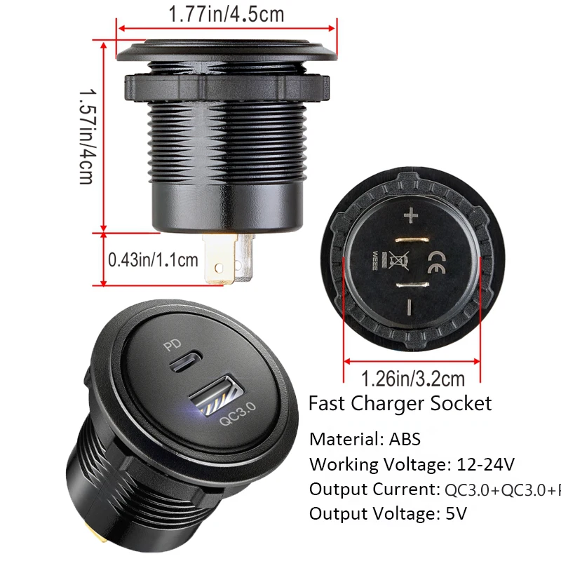Панель морского переключателя 4 в 1 12 В двойная USB-разъем для зарядного устройства