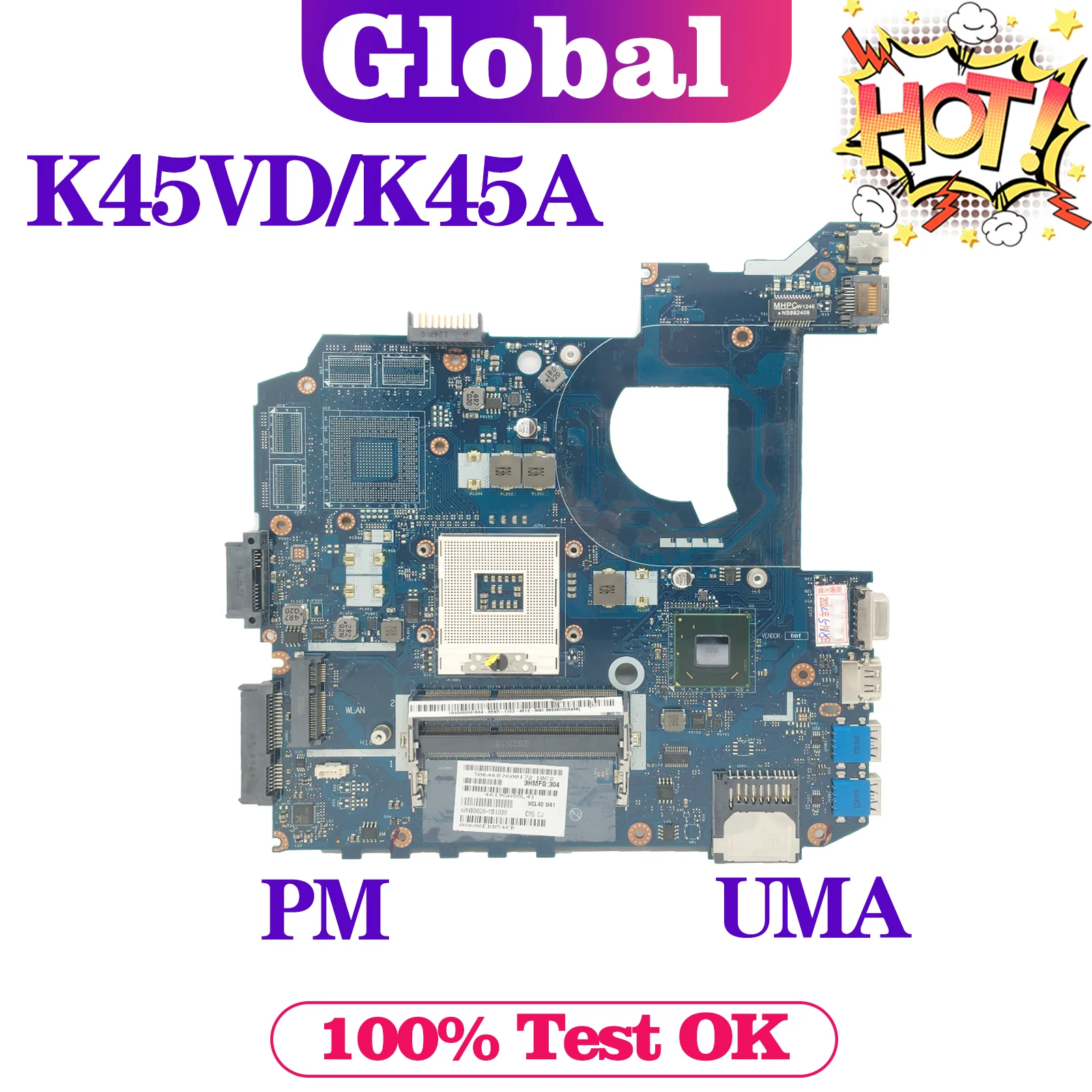 LA-8221P LA-8224P LA-8226P Mainboard For ASUS K45VD A85V A45V K45VJ K45VS K45VM K45A Laptop Motherboard GT610M GT630M GT635M