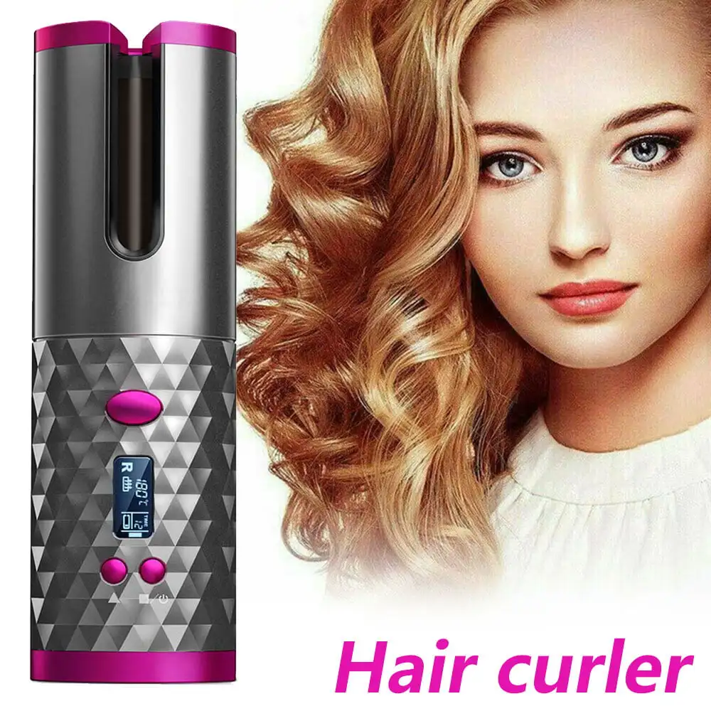 

Cordless Automatic Curling Iron Hair Curling Wand Ceramic 360° Rotating Curler USA