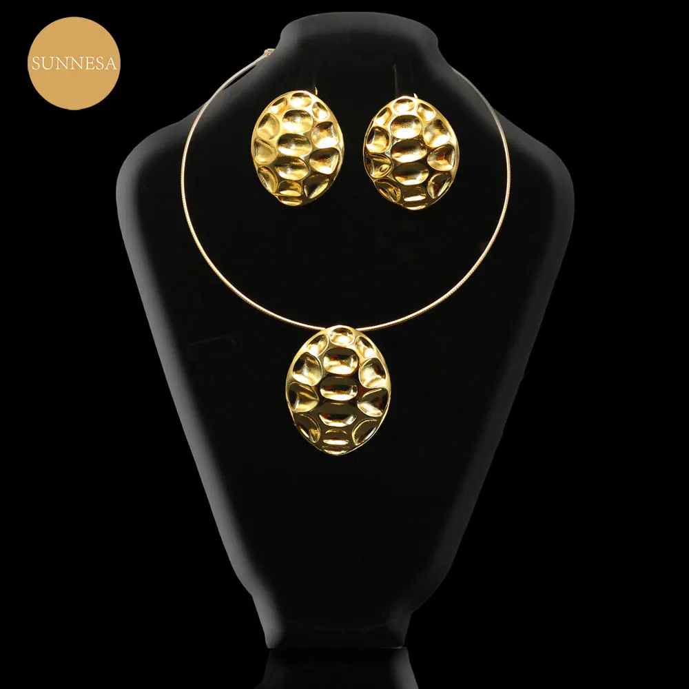 

Роскошные ожерелья и серьги из Дубая под золото 18 К, 24 к, Искусственные серьги, рождественский подарок, свадебные украшения