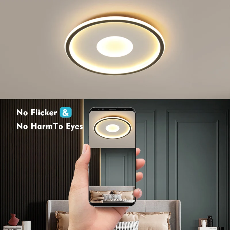 Скидка Большие светодиодные потолочные лампы, светильники с регулируемой яркостью и дистанционным управлением для гостиной, спальни, фойе, домашн...