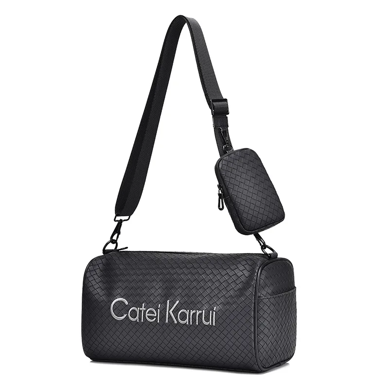 Fashion Men's Crossbody Bags Multifunctional Travel Bag Knitting PU Leather Shoulder Bag Luxury Designer Shoulder Messenger Bags