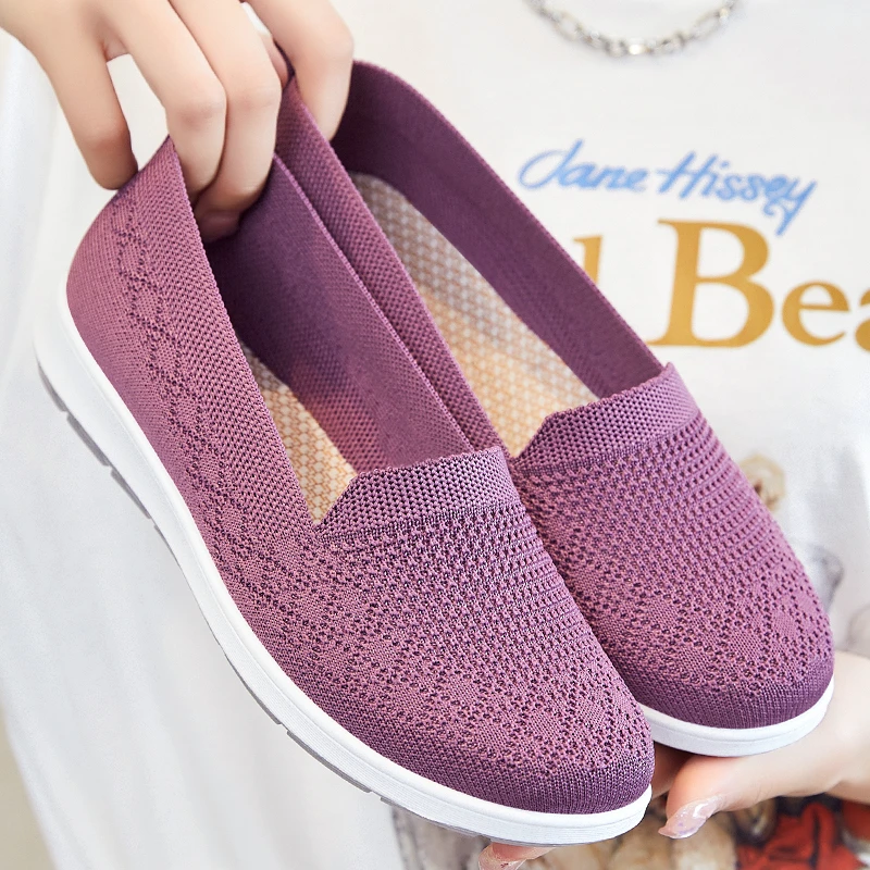 

Flats Women Vulcanized Shoes 2023 Summer Trends Breathable Mesh Mom's Shoes Lightweight Simplicity Loafers Comfortable Soft Sole