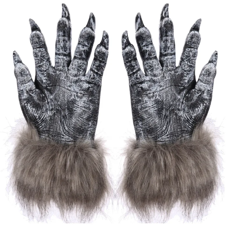 

1Pair Halloween Werewolf Gloves Women Men Vinyl Cosplay Furry Paws Gloves Party Hands Monster Scary Props Costume Gift