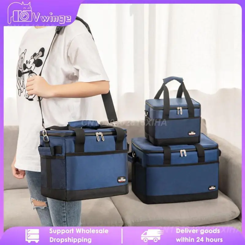 

Insulation Bags Thermal Insulation Storage Supplies Oxford Cloth Cooler Box High Capacity Outdoor Product Navy Blue Picnic Bag