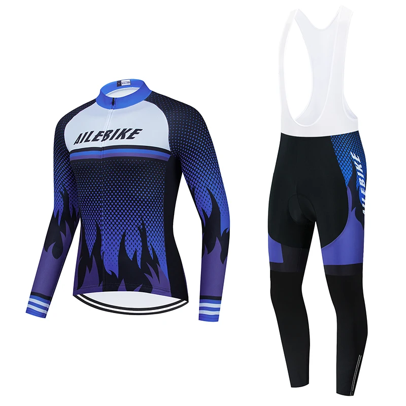 

AILEBIKE Mountain Bike Sports Suit Cycling Team 2022 Bib Long Sleeve Cycling Suit Autumn Racing Professional Cycling Wear Men