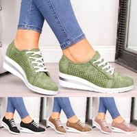 fashion womens sports shoes sports leisure hollow breathable wedge shoes high shoes