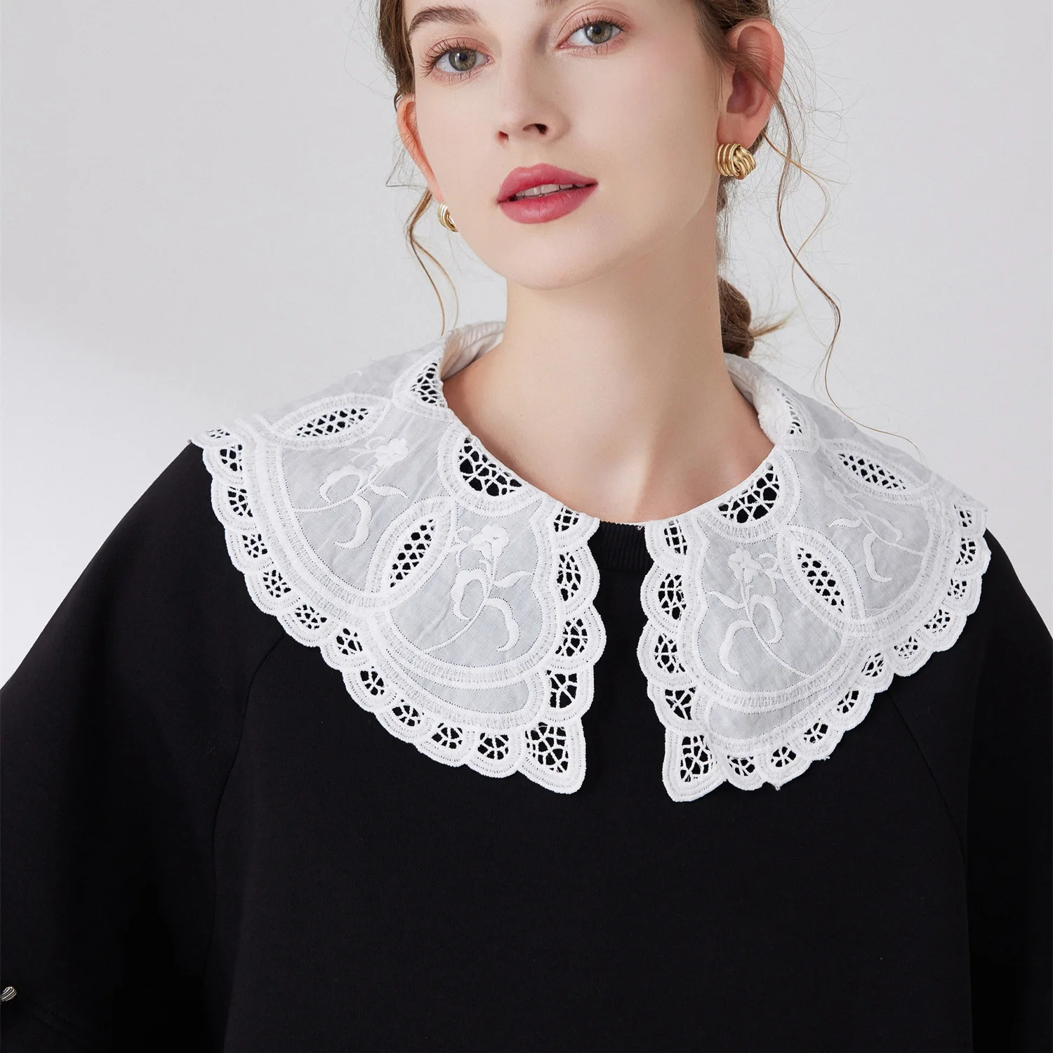 

Милый воротник с лацканами для женщин, женская блузка-полурубашка, хлопковый белый топ с ложным воротником, украшение для свитера для девушек