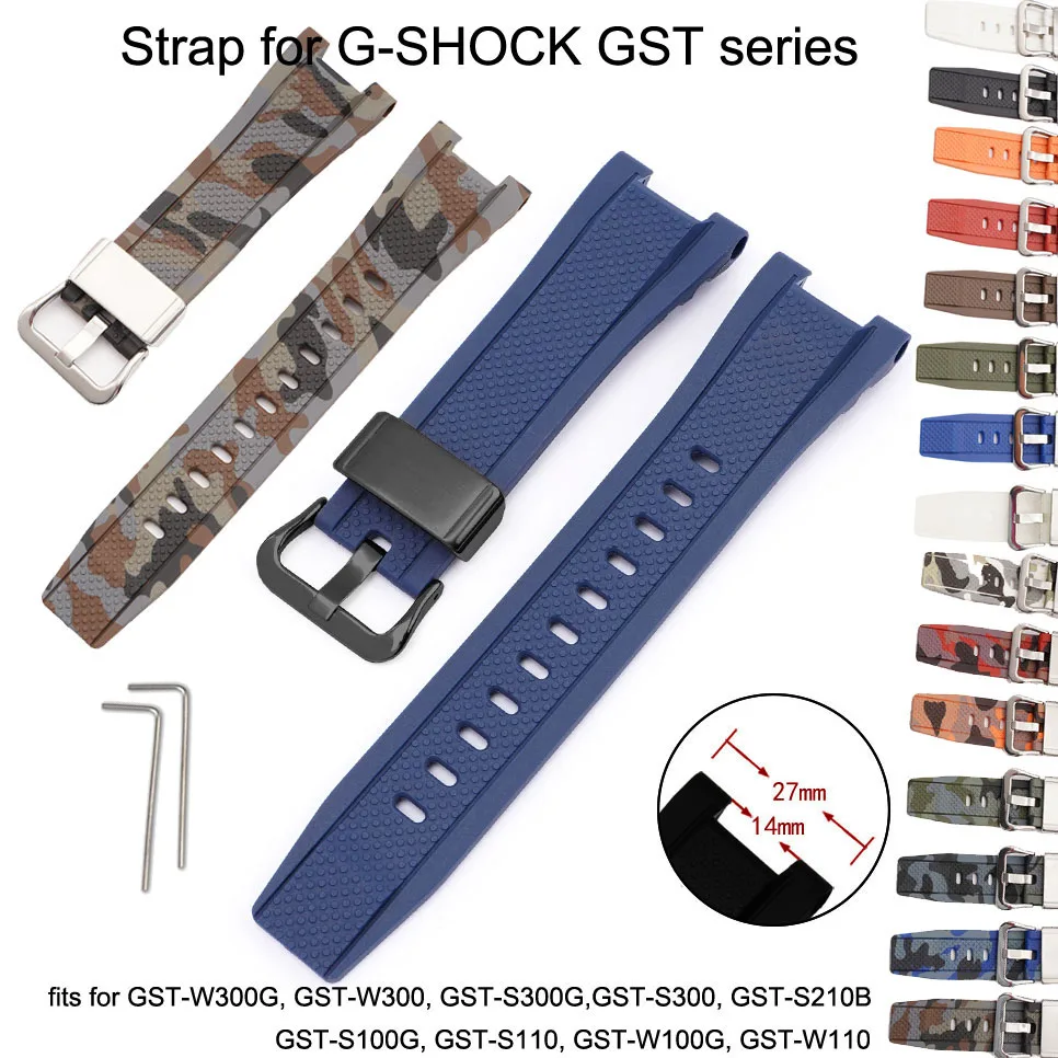 Силиконовый ремешок для часов Casio G-Shock GST-W300 S110 S100G GST-W110 W100G S210B S300 спортивный