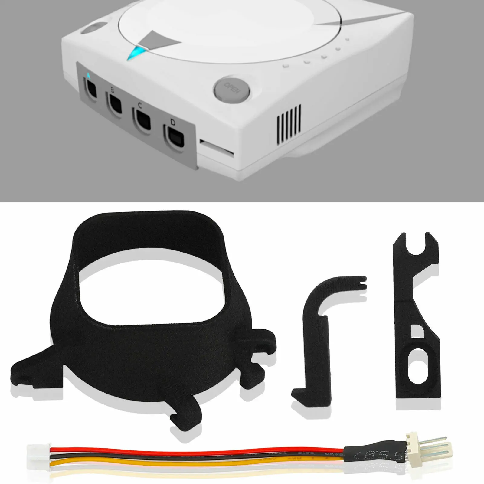 

Cooling Fan 3D Print Mount Mod With Latch & Cable Adapter For SEGA Dreamcast DC For Noctua NF-A4x10 5V Fan