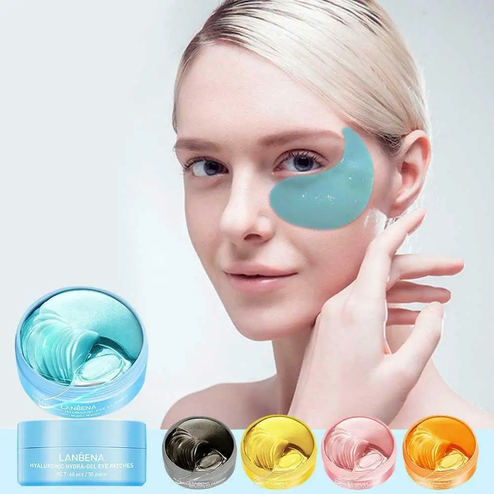 

60pcs Hyaluronic Acid Eye Mask Eye Patches For Dark Circle Hydrating Eye Pad Crystal Collagen Gel Anti-Wrinkles Moisturizing