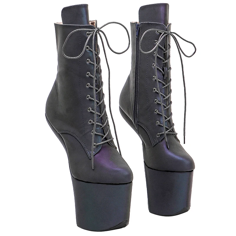 Leecabe Lace Up Ankle Boots Sexy Exotic Pole Dance Stripper young trend fashion color matching shoes