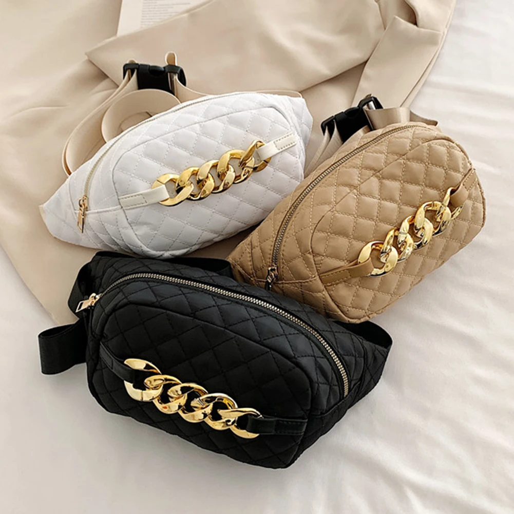 

Fashion Thick Chain Female Sling Waist Pack Casual Thread Quilted Female Belt Bag Elegant Fanny Pack Bum Bag Female Chest Bag