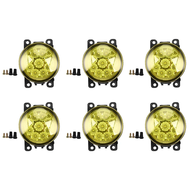 

4F9Z-15200-AA 6PCS Car Fog Lamps Lighting LED Lights For Ford Honda Nissan Suzuki Renault Peugeot And More(Yellow Light)