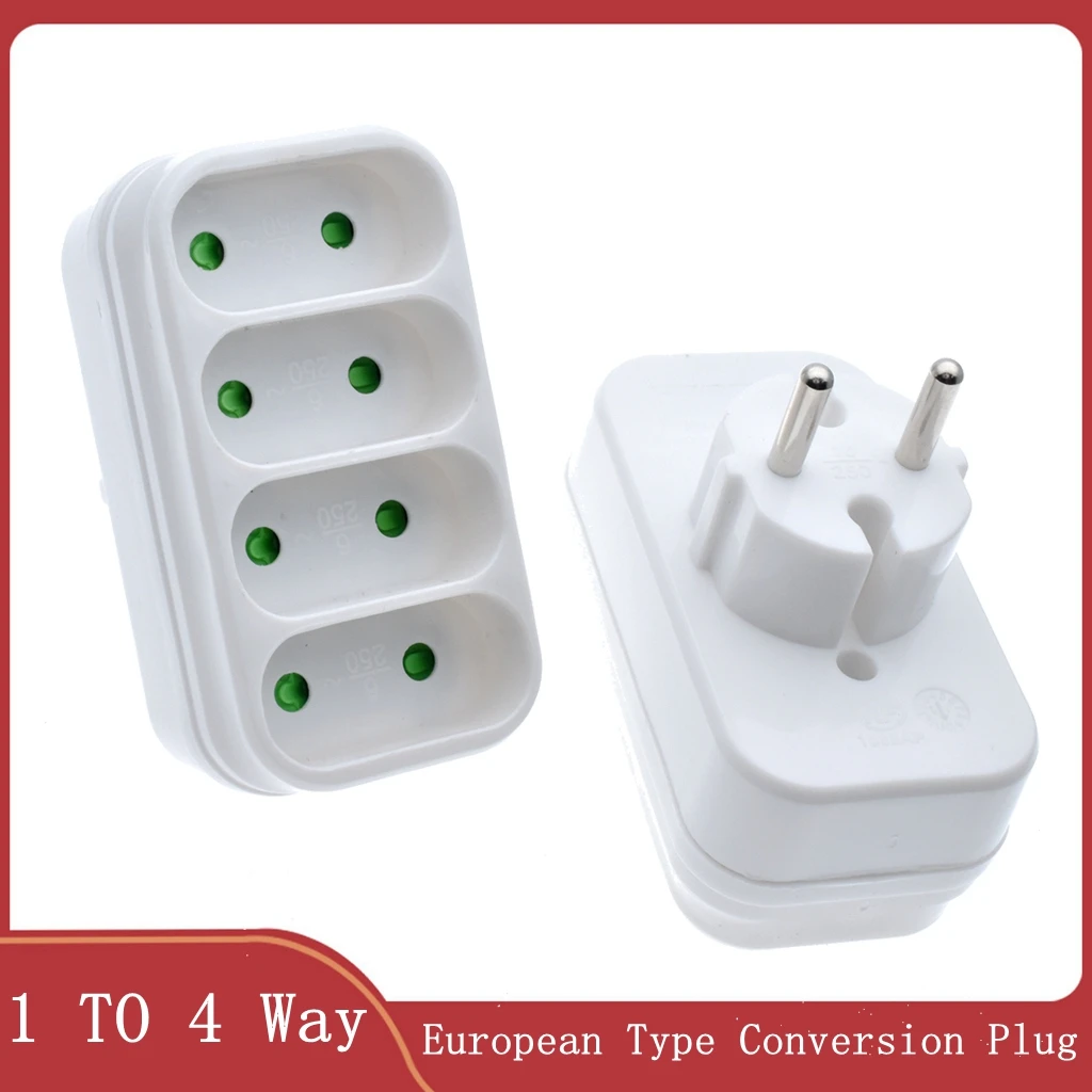 

Адаптер питания с 1 на 4 вилками европейского стандарта, штекер 4,8 мм на гнездо 4,0 ММ, штекер 16 А, 250 В, белый дорожный преобразователь адаптера питания