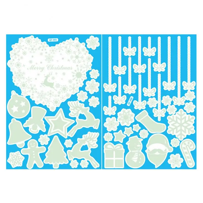 

/set Christmas Luminous Decoration Sticker Christmas Snowflake Static Glass Windows Sticker Home Festival Wall Decor