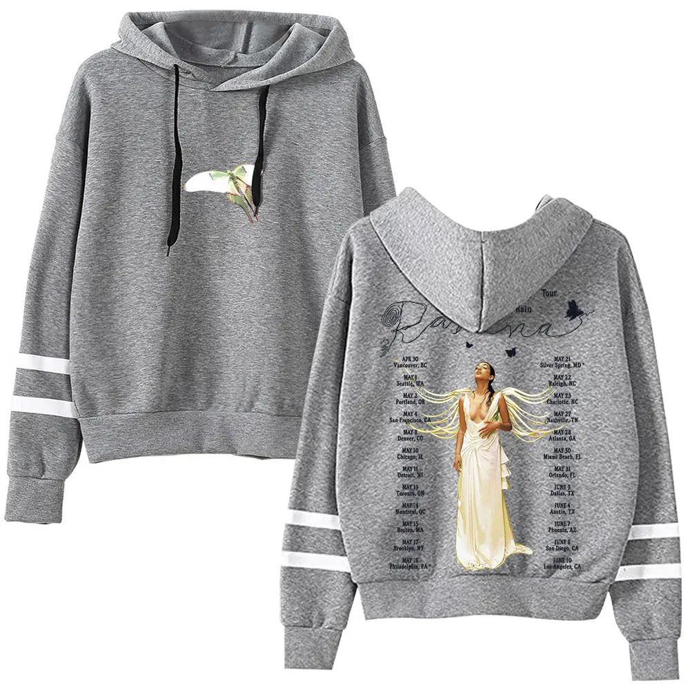 Фото Raveena Where The Butterflies Tour In The Rain 2025 Merch Пуловеры с капюшоном без карманов с рукавами с параллельными перекладинами Уличная одежда №2