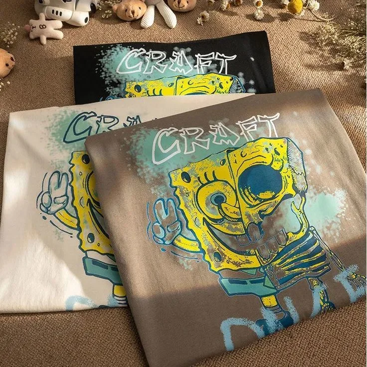 Футболка хлопковая с коротким рукавом брендовая свободная Эстетическая рубашка