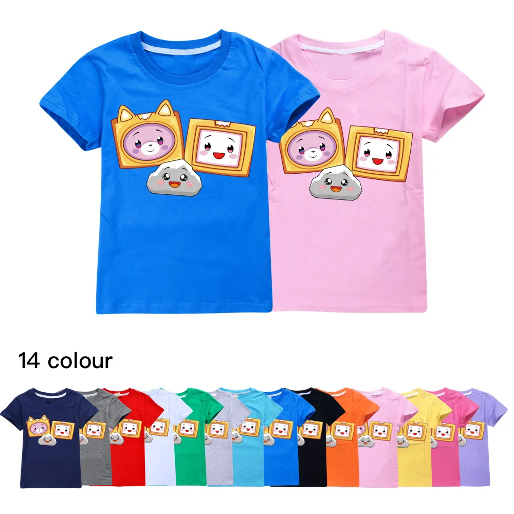 

New Lankybox Teenage Summer Short Sleeve T-shirt Cotton Chidren Fashion Clothes Thanksgiving Shirt Girls Kids Clothes Boys 2-16Y