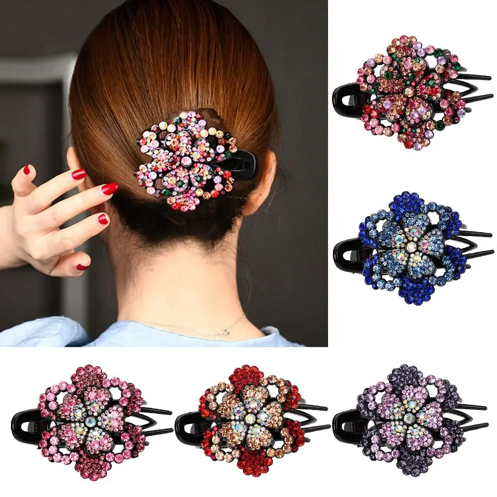 

Rhinestone Flower Hair Clip Crystal Shinning Hair Claw Clips Women Duckbill Clips Hairstyle Hairpin Hair Ornament Headwear