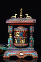 china elaboration bronze inlay gemstone lucky celestial bead rotating buddhist scriptures wheel metal crafts home decorate3