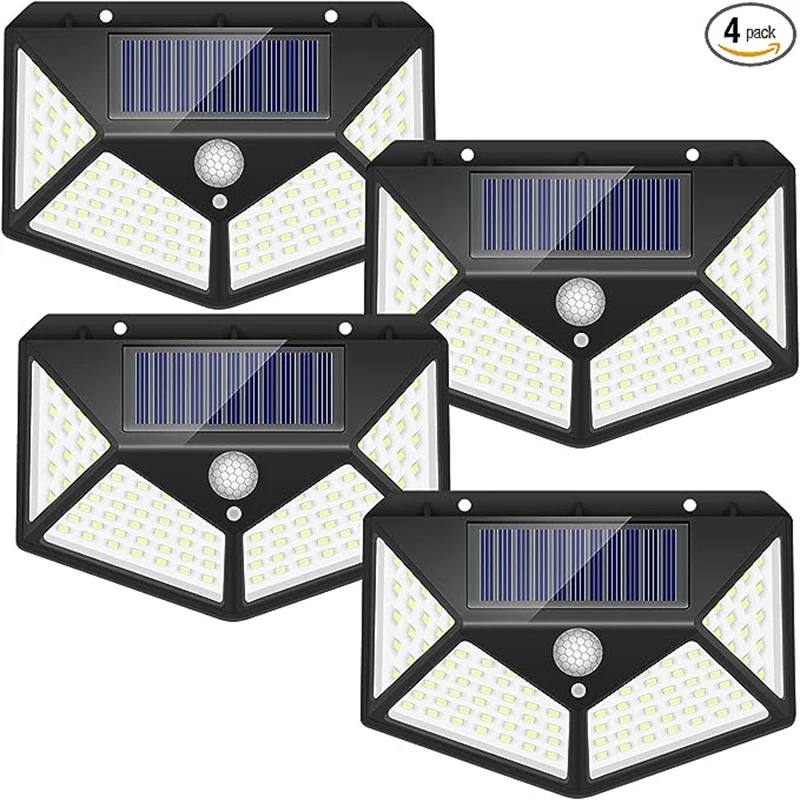 

1/2/4Pcs 100 LED Solar Wall Lights Outdoor Solar Lamp PIR Motion Sensor Solar Powered Sunlight Street Light for Garden Light