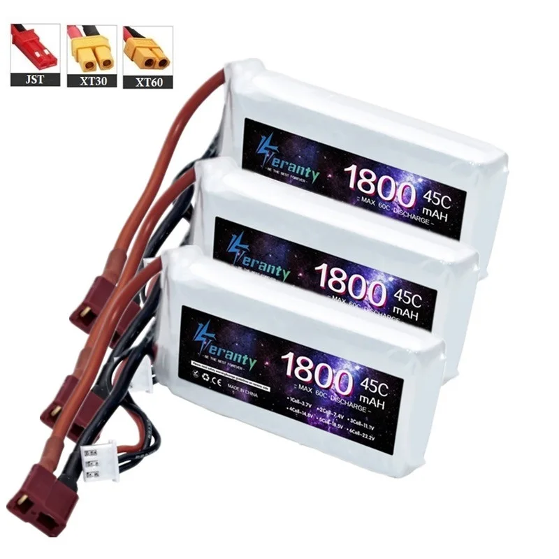

3 шт. 2S 7,4 В литий-полимерный аккумулятор 1800 мАч с XT60 Deans T для радиоуправляемого самолета вертолета квадрокоптера FPV дрона автомобиля лодки го...