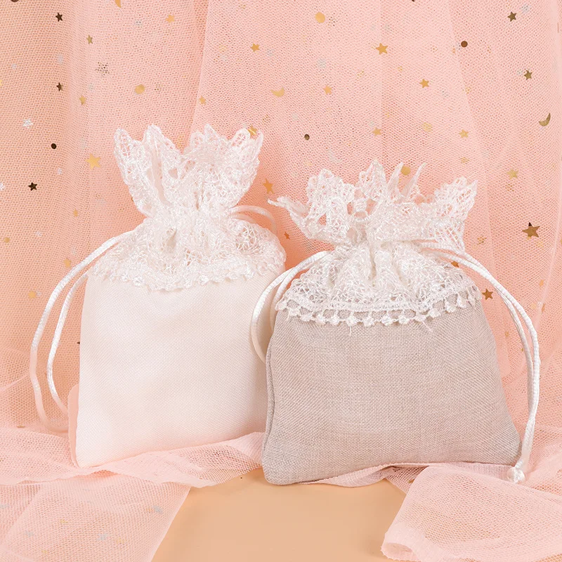 

1/5/10pcs Lace Wedding Gift Bag Creative European Wedding Candy Cloth Bag Wedding Supplies Candy Bag 9×12.5×14cm