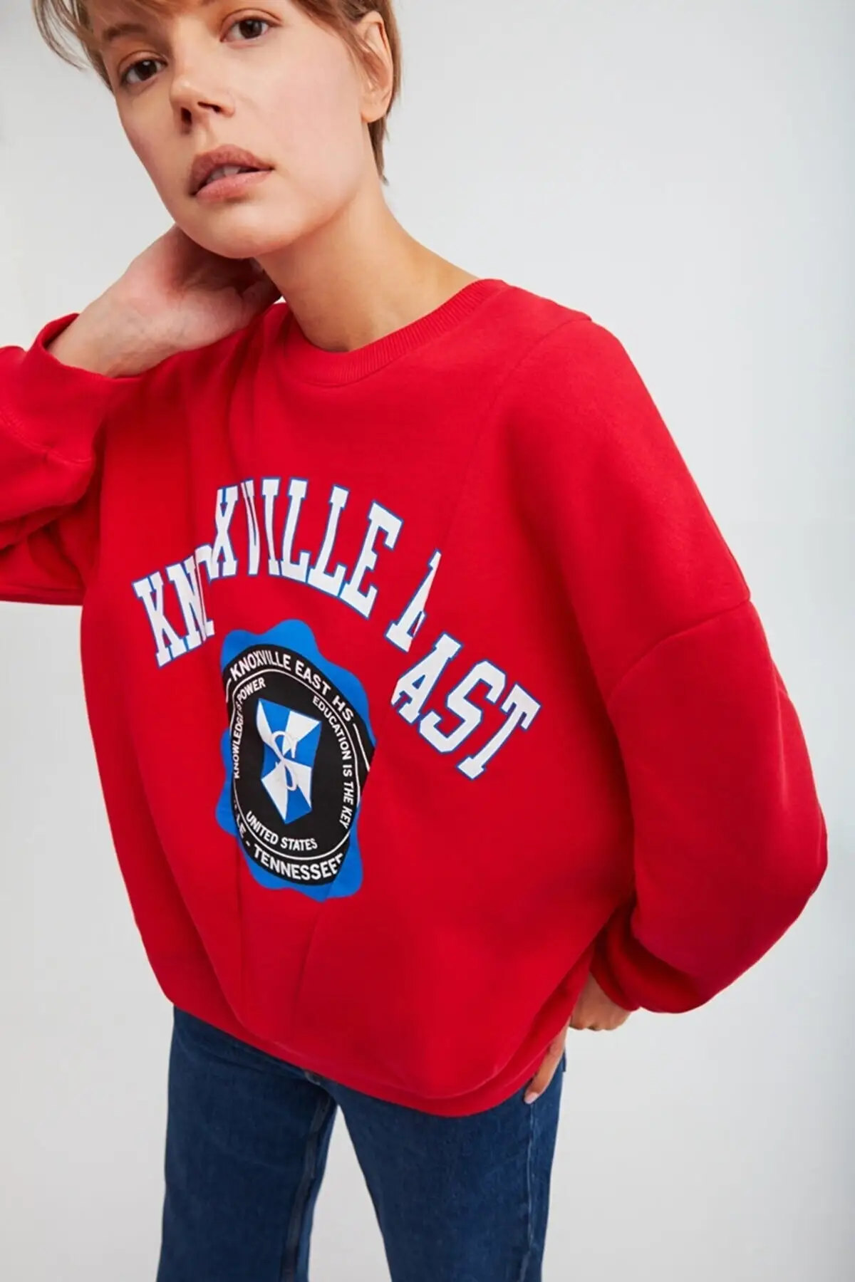 

Women's Sweatshirt brand Red Printed Crew Neck Oversize Hoodies Fashion All Season New Designer Pullovers Fleece Hoodies