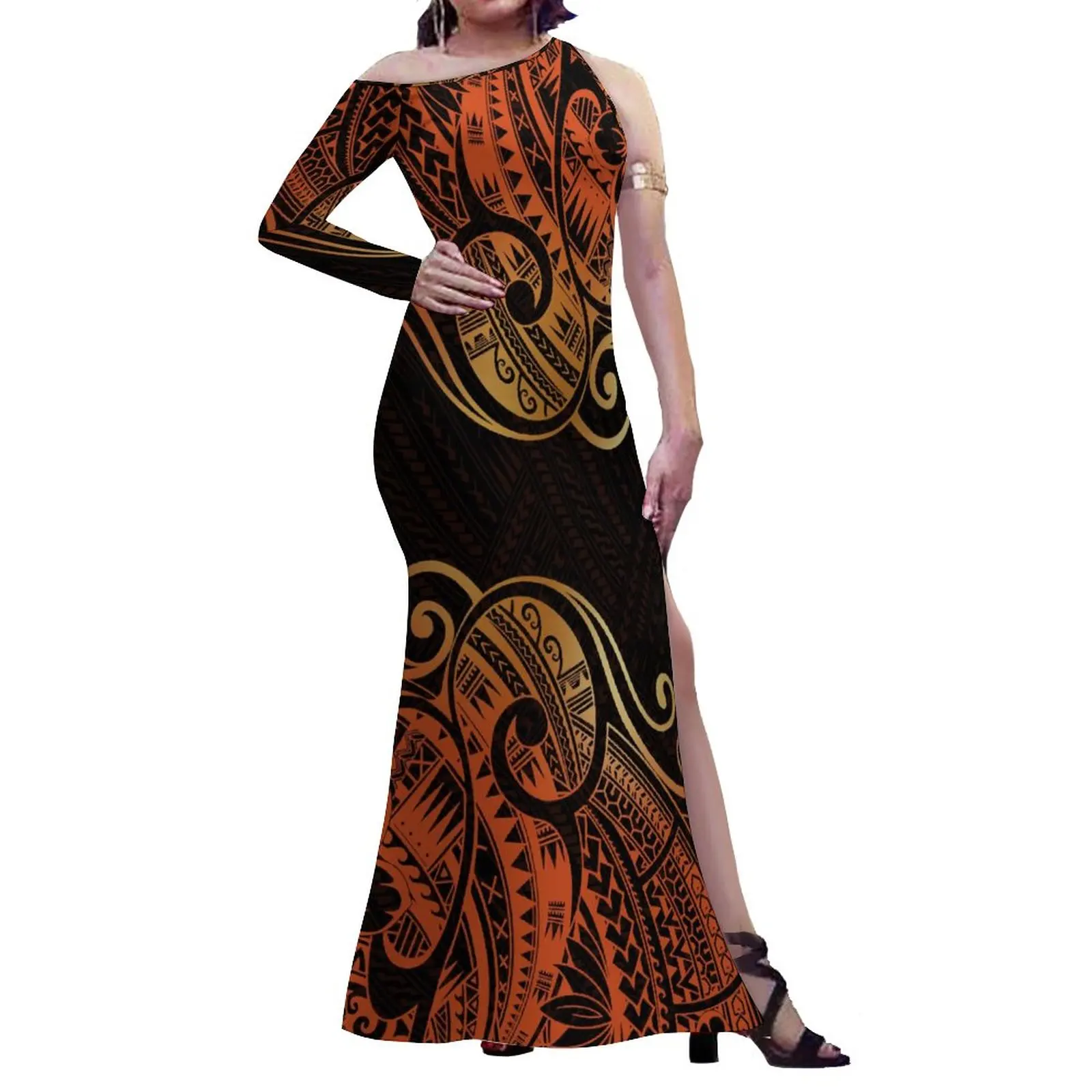 

Лидер продаж, полинезийское платье с 3D-принтом гибискуса в гавайском стиле, платье с открытыми плечами, платье без рукавов размера 8XL для острова Тихоокеанского искусства