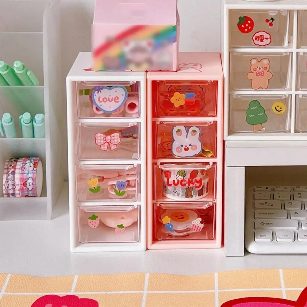 

Desktop Organizer With 4 Drawers Storage Cabinet Organizer Mini Box/cosmetic Cabinets Drawers Jewelry Transparent Plastic X2a0