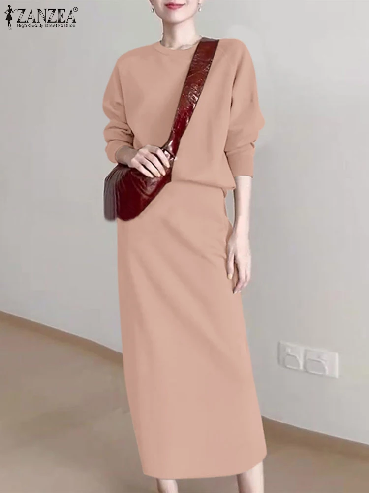 ZANZEA модные весенние комплекты рабочих платьев из 2 предметов женские наряды топы
