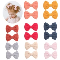 2pcsset 3 5 inch solid color cotton bows hair clips for baby girls hairpins boutique barrettes headwear kids hair accessories