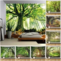landscap tree forest tapestry wall hanging room hoom decor hippie boho large fabric tapestry bedroom aesthetic cloth blanket