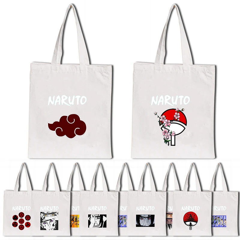 Anime Naruto Casual Large Capacity Shoulder Bag Shopper Canvas Letter Fashion Harajuku Zipper Print Ulzzang Handbags Cheap Women