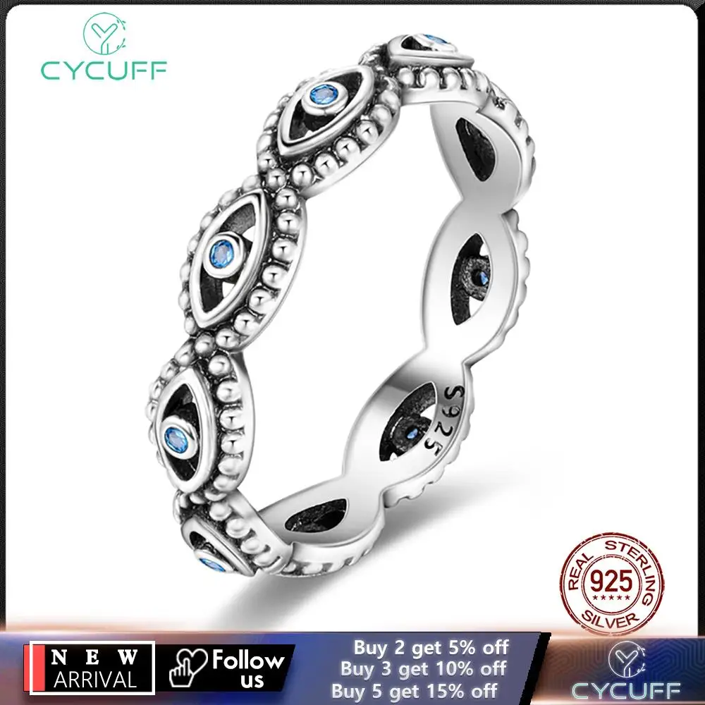 

Новые оригинальные кольца CYCUFF из настоящего серебра 925 пробы с дьявольским глазом для женщин, серебряные ювелирные изделия для свадьбы, помолвки, дня рождения, подарок