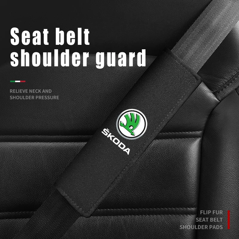 

2pcs Suede Leather Car Seat Belt Cover Protector Shoulders Decoration Strap Pad For Skoda Octavia Fabia Rapid Yeti Kodiaq Superb