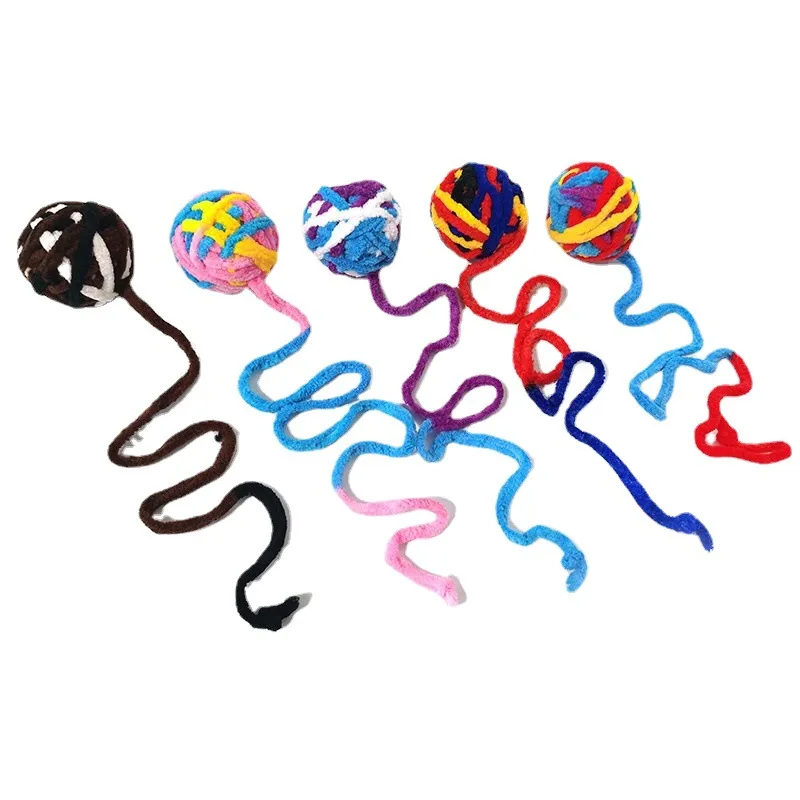 

2023 New 1Pcs Hot Cat Toy Interactive Bold Soft Durable Knot Yarn Ball Pet Supplies Built-in Colorful Bells Can Make Sound JJ314