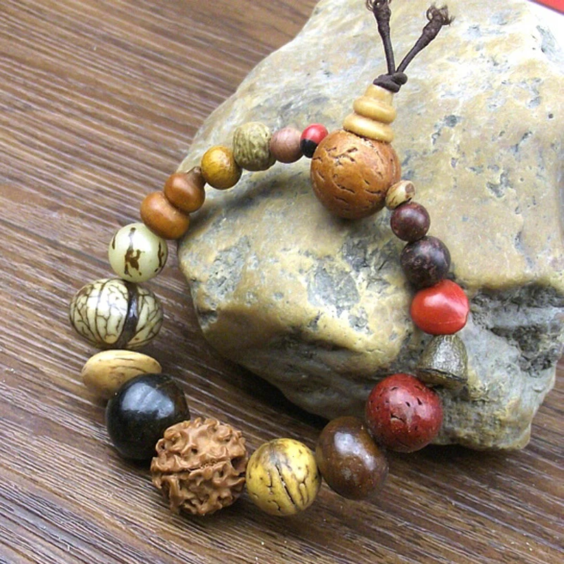 Vintage Natural 18 Bodhi Seed Bracelet Bangles Buddha Charm Tibet Buddhist Prayer Wood Beads | Украшения и аксессуары