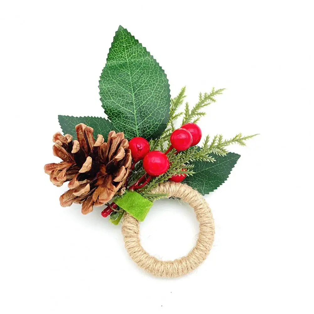

6Pcs Portable Fine Workmanship Christmas Berries Serviette Rings Holder Party Decor Napkin Buckles Napkin Buckles